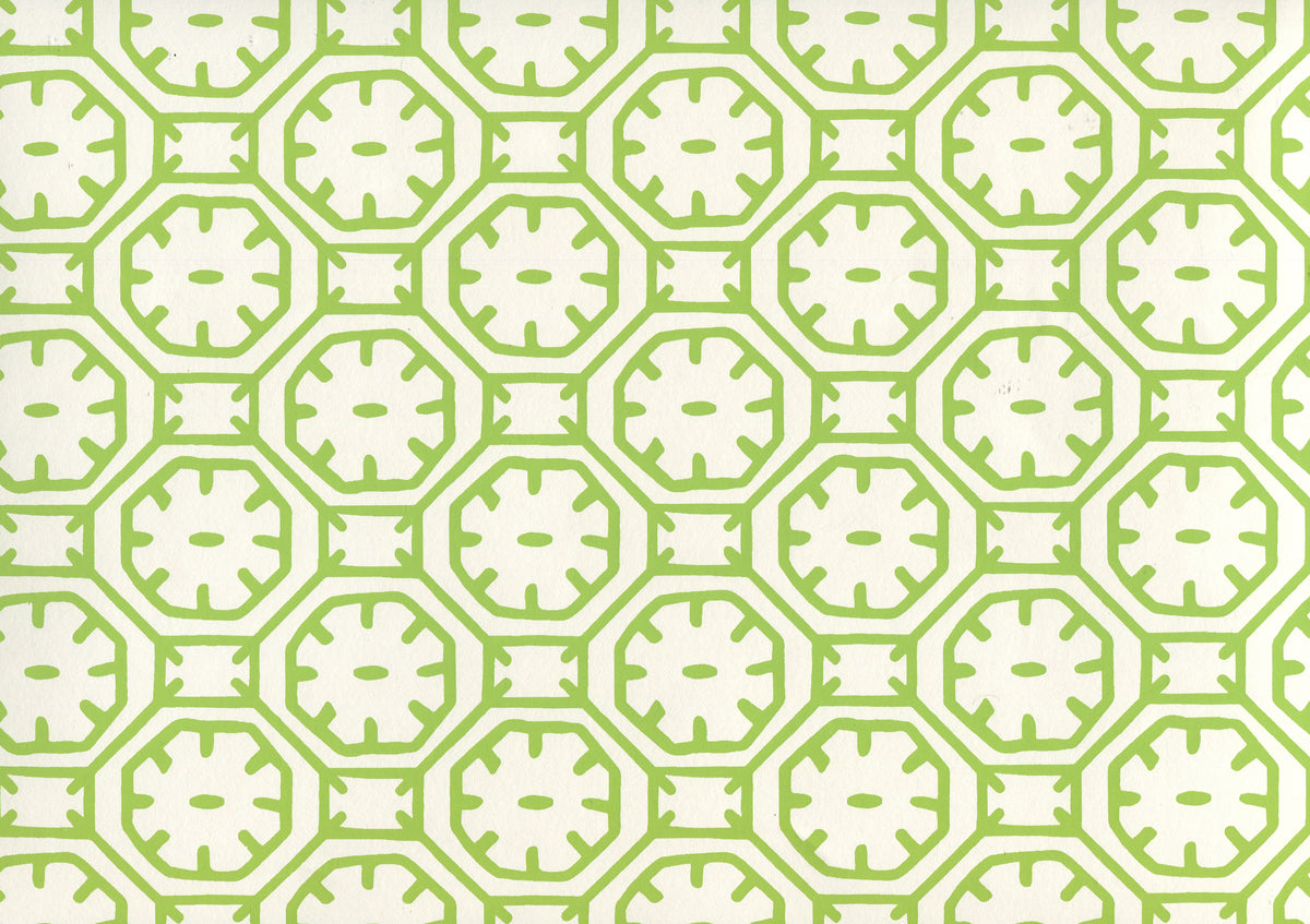 Ceylon Batik Jungle Green on Almost White wallpaper by China Seas