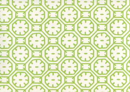 Ceylon Batik Jungle Green on Almost White wallpaper by China Seas