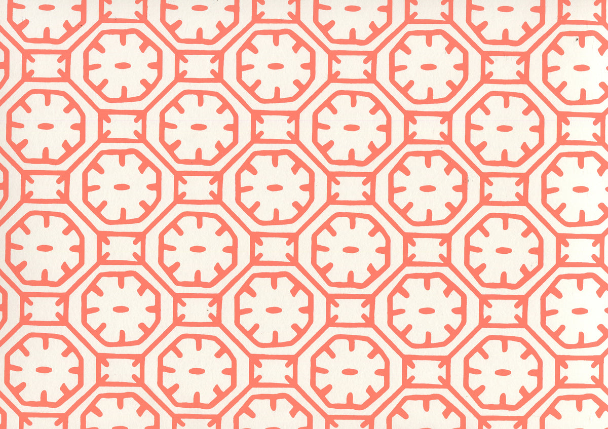 Ceylon Batik Orange on Almost White wallpaper by China Seas