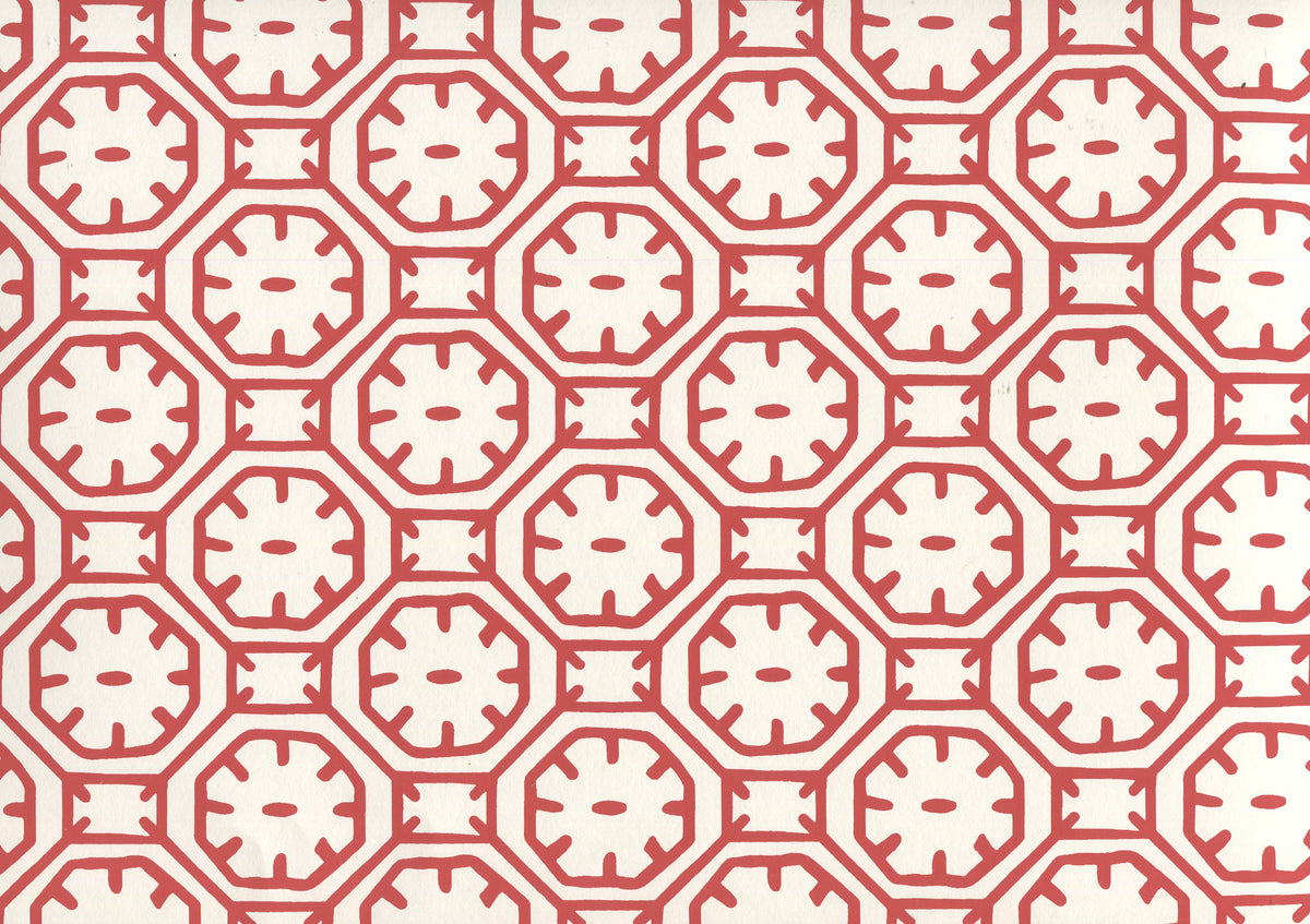 Ceylon Batik Red on Almost White wallpaper by China Seas