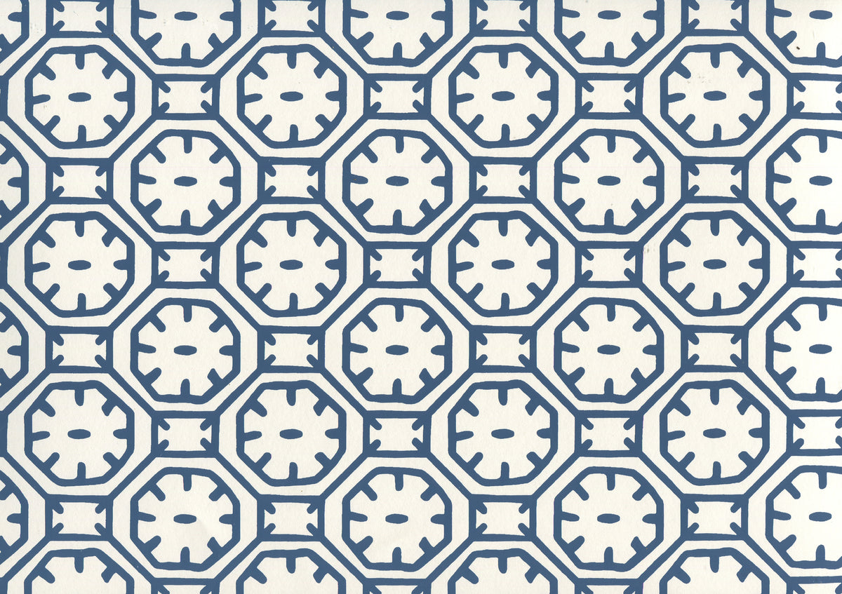 Ceylon Batik Navy on Almost White wallpaper by China Seas