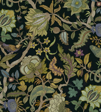 Chameleon Trail Wallpaper by Josephine Munsey Black and Green