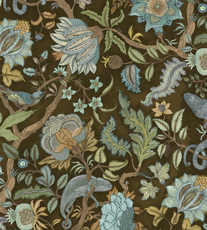 Chameleon Trail Wallpaper by Josephine Munsey Dark Brown and Blue