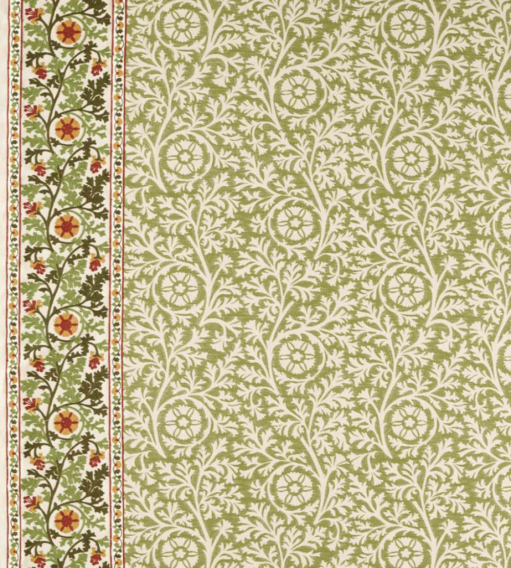 Chamomile Embroidery Fabric by Morris & Co Forest