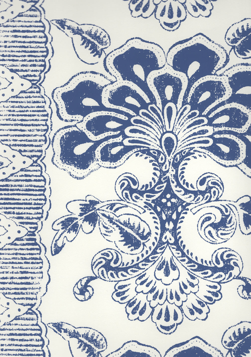 Chantilly Stripe Slate Blue on Almost White wallpaper by Quadrille
