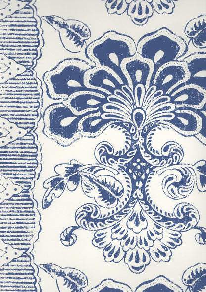 Chantilly Stripe Slate Blue on Almost White wallpaper by Quadrille