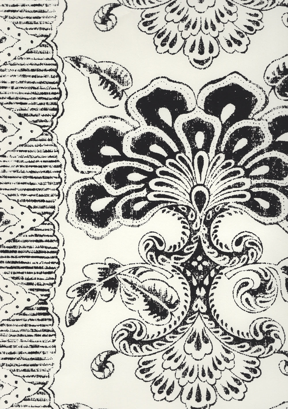 Chantilly Stripe Black on Almost White wallpaper by Quadrille