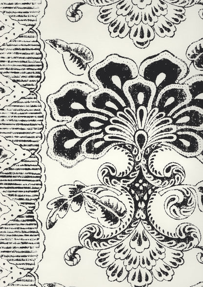 Chantilly Stripe Black on Almost White wallpaper by Quadrille