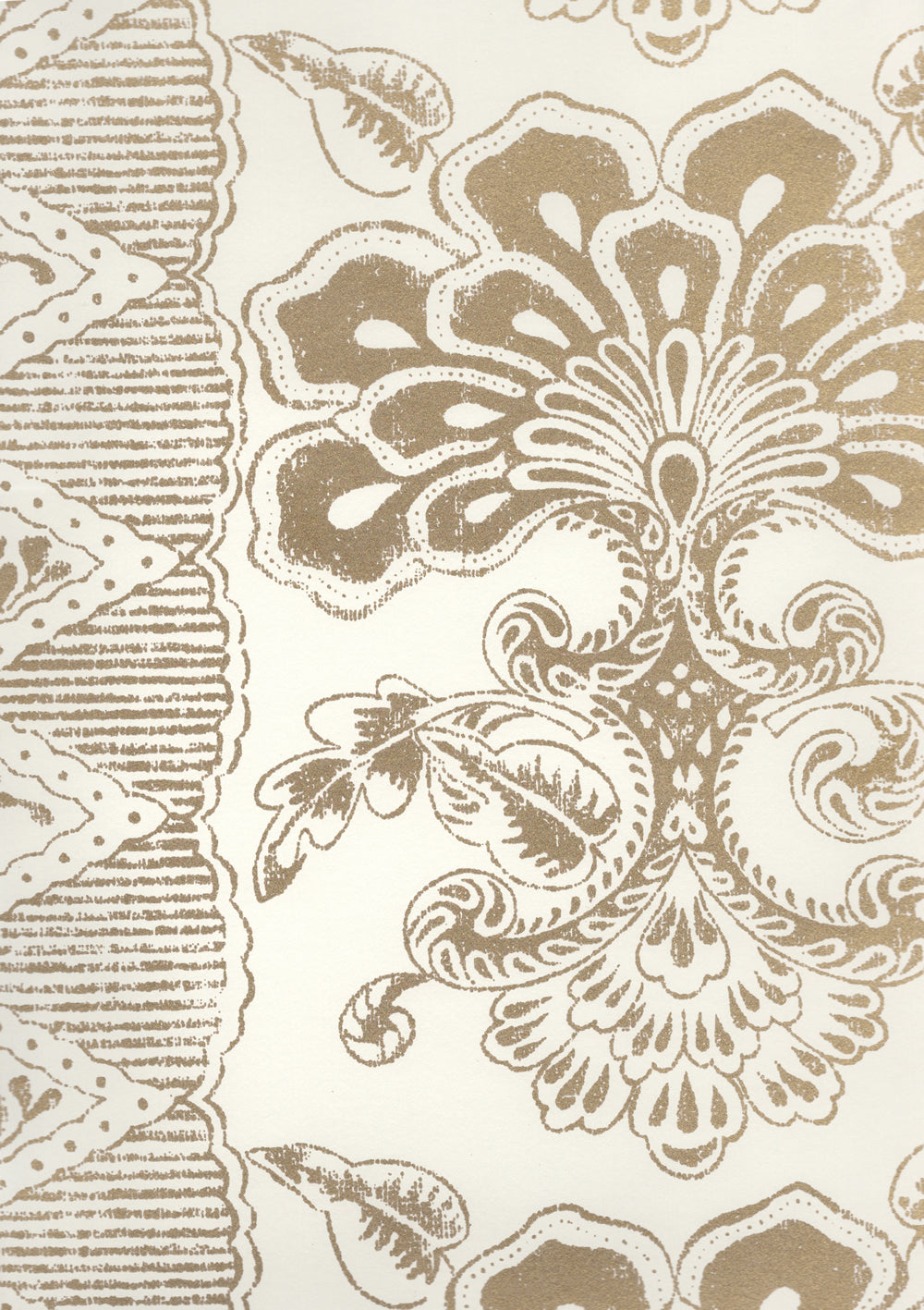 Chantilly Stripe Metallic Gold on Almost White wallpaper by Quadrille