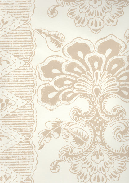 Chantilly Stripe Beige on Almost White wallpaper by Quadrille