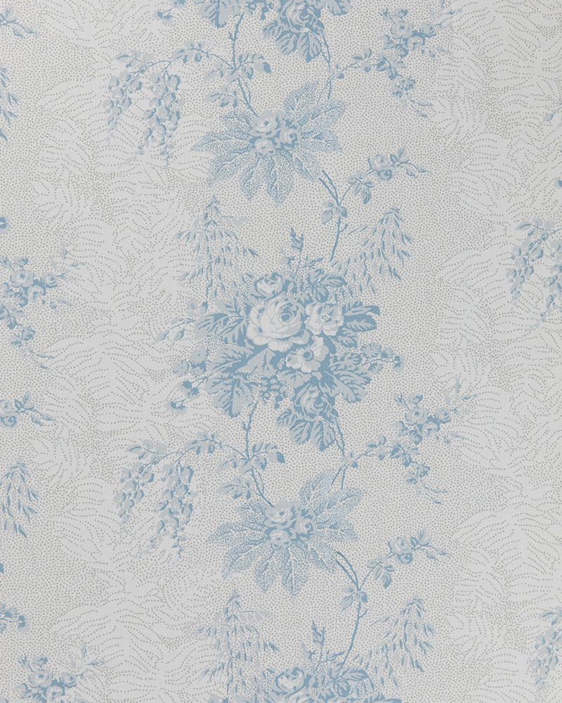 Charlotte Blue on White fabric by Cabbages & Roses