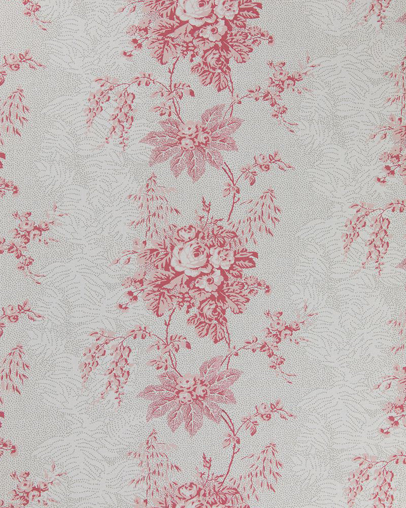 Charlotte Raspberry on White fabric by Cabbages & Roses