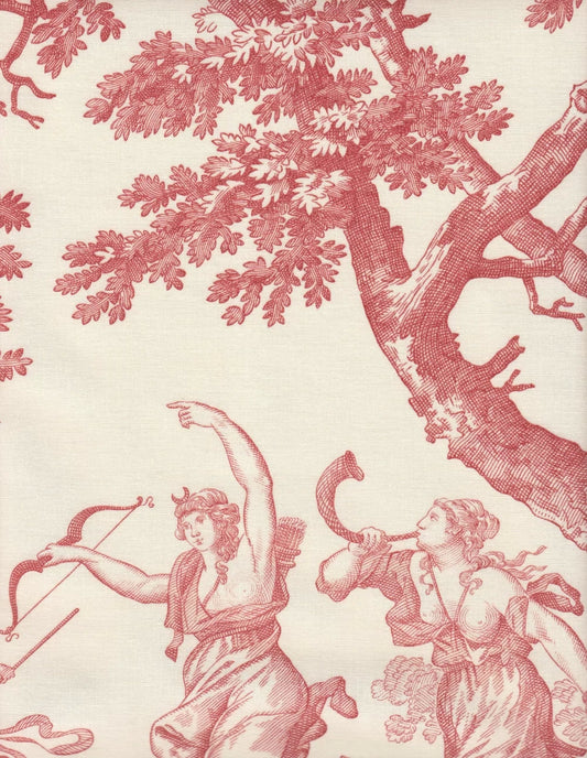 Chasse de Diane Toile Corail fabric by Charles Burger