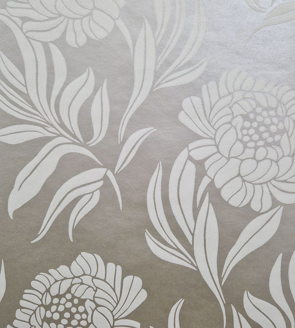 Chatsworth Wallpaper by 1838 Wallcoverings Taupe Metallic