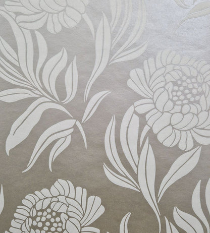 Chatsworth Wallpaper by 1838 Wallcoverings Taupe Metallic