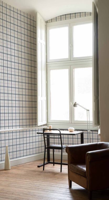 Check 7 wallpaper by Coordonné in Francia, shown in a styled room