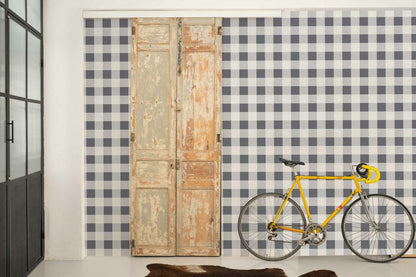 Check 8 wallpaper by Coordonné in Galaxia, shown in a styled room
