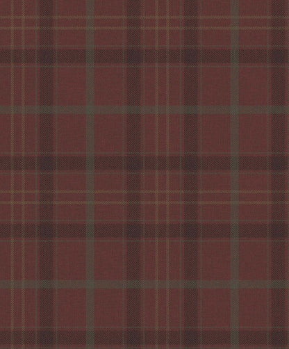 Check wallpaper by Coordonné in Burgundy, flat pattern view