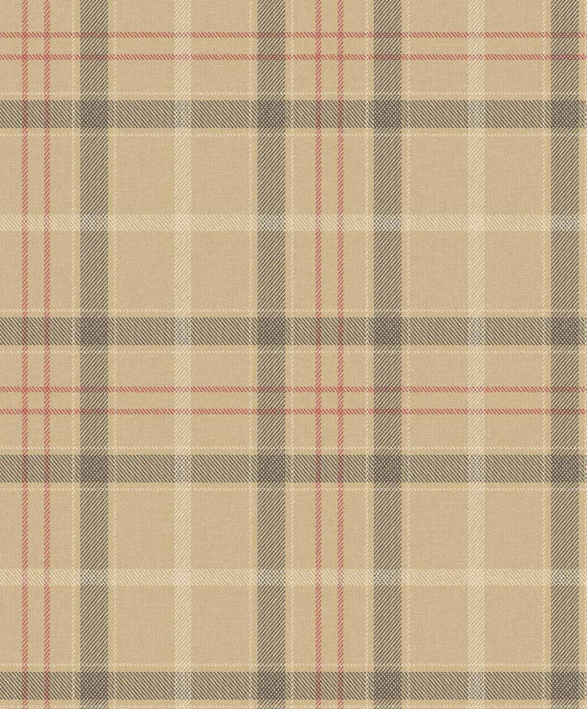 Check wallpaper by Coordonné in Camel, flat pattern view