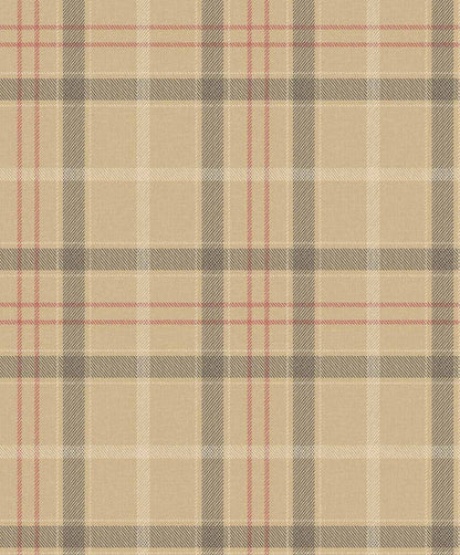 Check wallpaper by Coordonné in Camel, flat pattern view