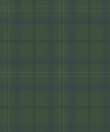 Check wallpaper by Coordonné in Green Duck, flat pattern view