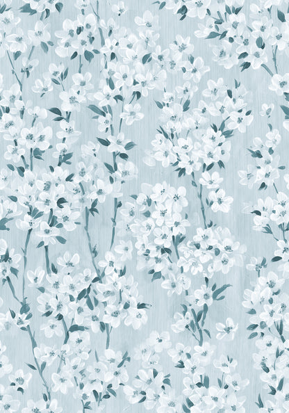 Cherry Blossom Tree Blue mural by Rebel Walls