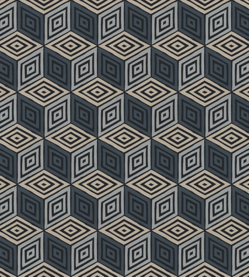 Chiara Mural by Sandberg Dark Blue