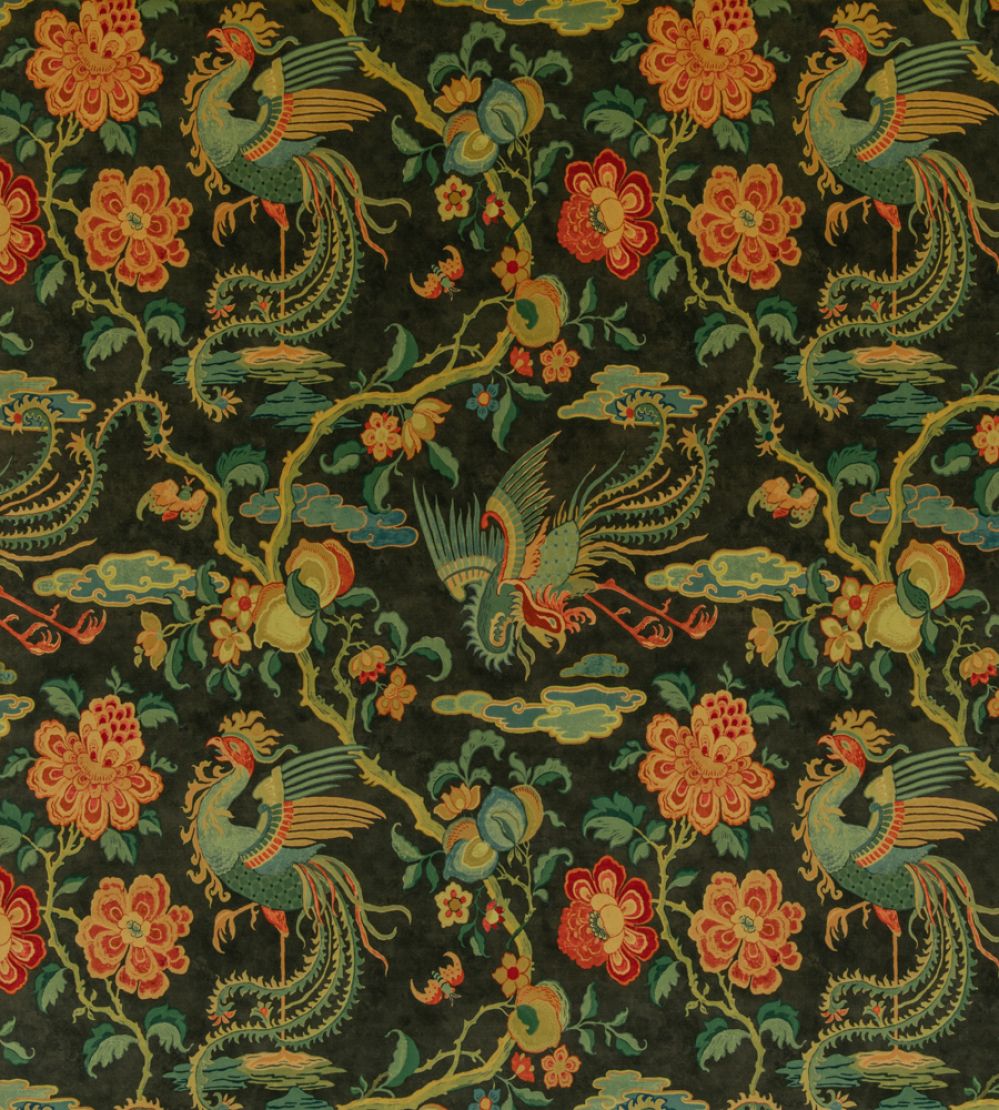 Chifu Velvet Fabric by GP & J Baker Charcoal/Multi