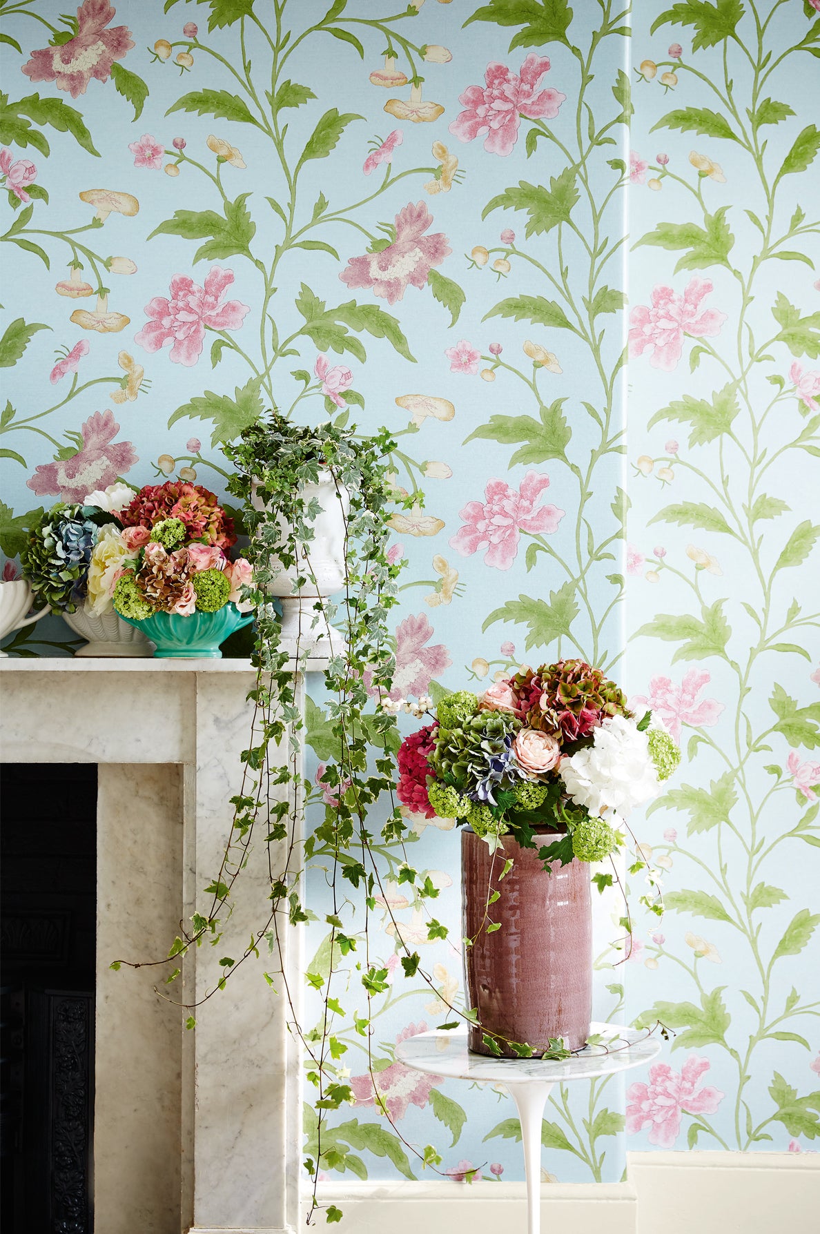 China Rose wallpaper by Little Greene in Blue Lustre