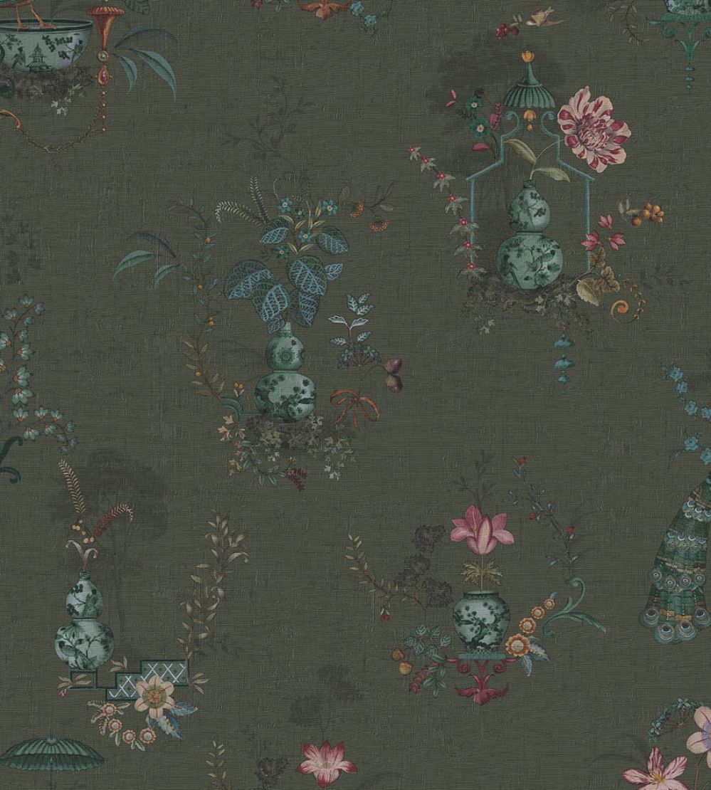 Chinese Porcelain Wallpaper by Eijffinger Dark Green