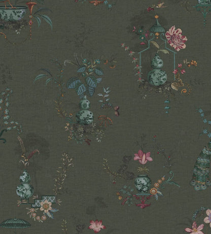 Chinese Porcelain Wallpaper by Eijffinger Dark Green