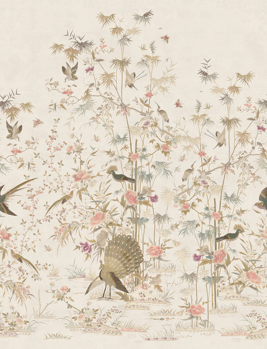 Chinoiserie Garden Eggshell mural by Sandberg