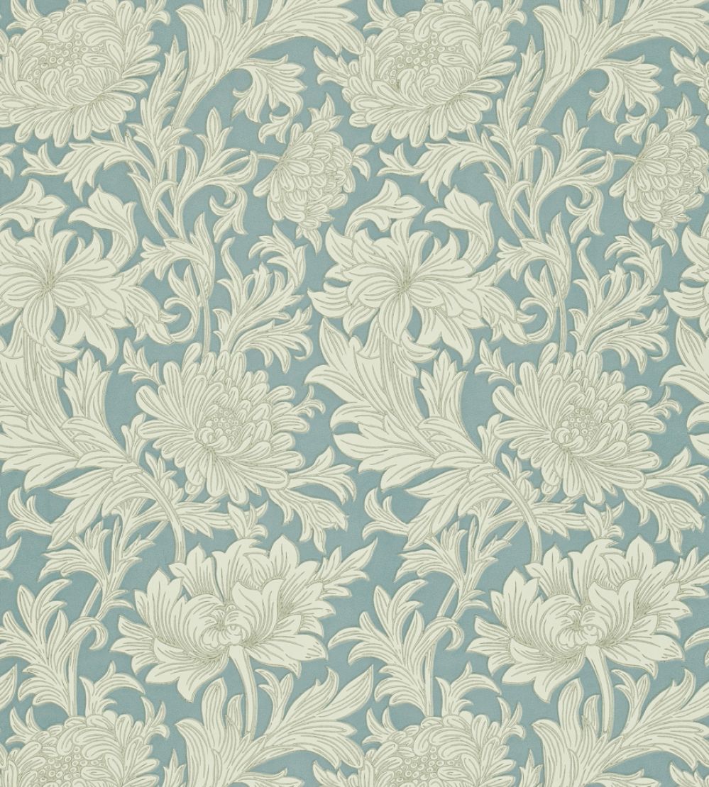 Chrysanthemum Toile Wallpaper by Morris & Co China Blue/Cream