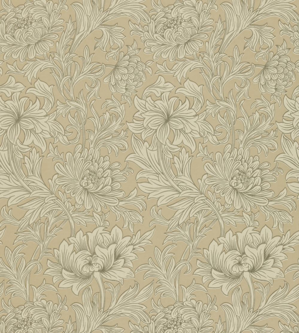 Chrysanthemum Toile Wallpaper by Morris & Co Ivory/Gold