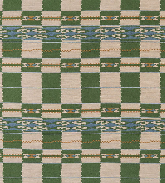 Chubby Check Fabric by Christopher Farr Cloth Green