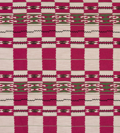 Chubby Check Fabric by Christopher Farr Cloth Hot Pink