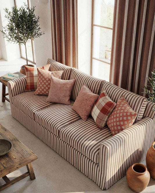 Clan fabric by Coordonné in Clay, shown in a styled room