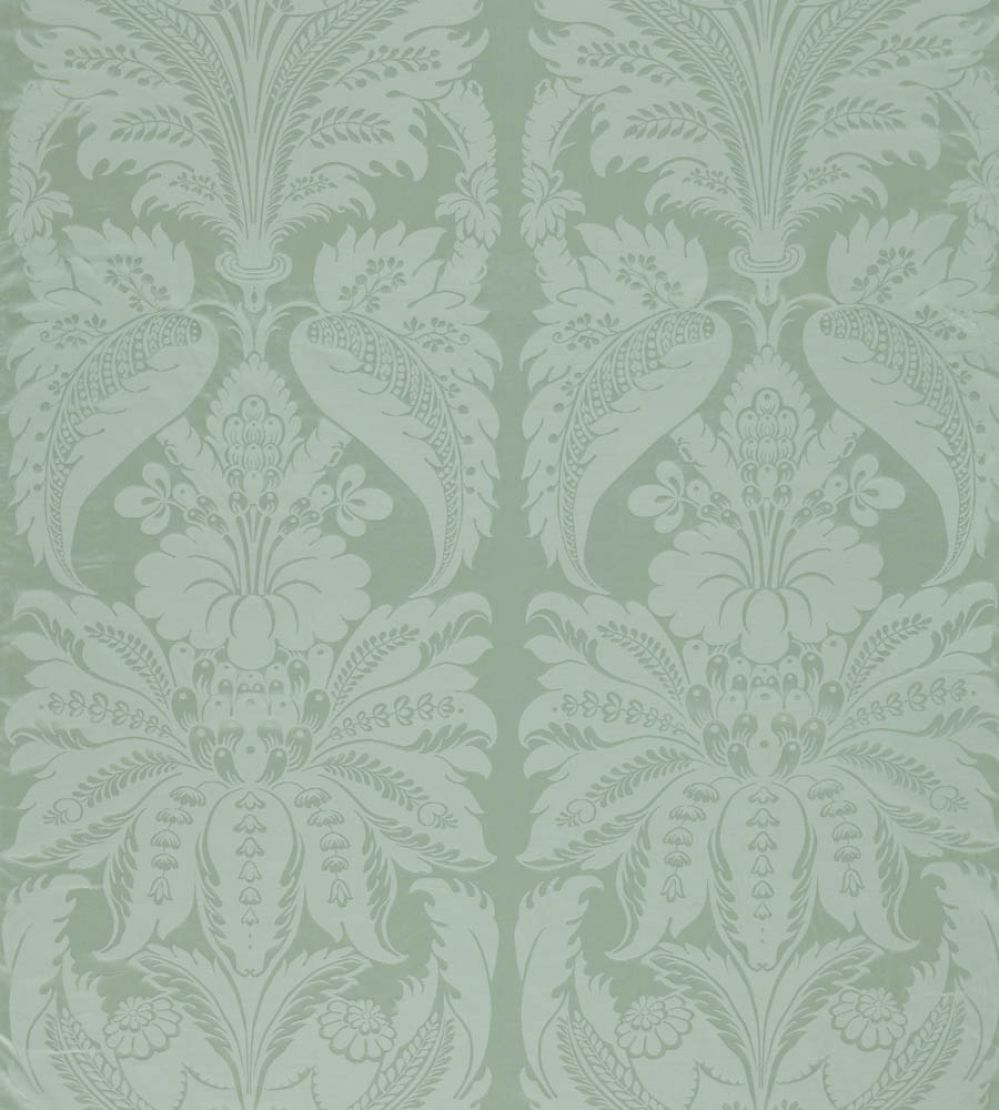 Clandon Damask Fabric by Zoffany Eau de Nil