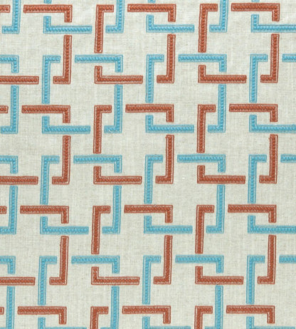 Sekai Fabric by Clarke & Clarke Cinnabar/Aqua