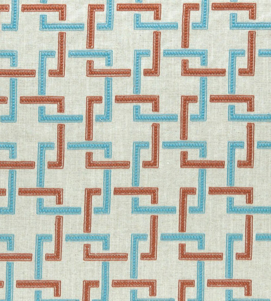 Sekai Fabric by Clarke & Clarke Cinnabar/Aqua
