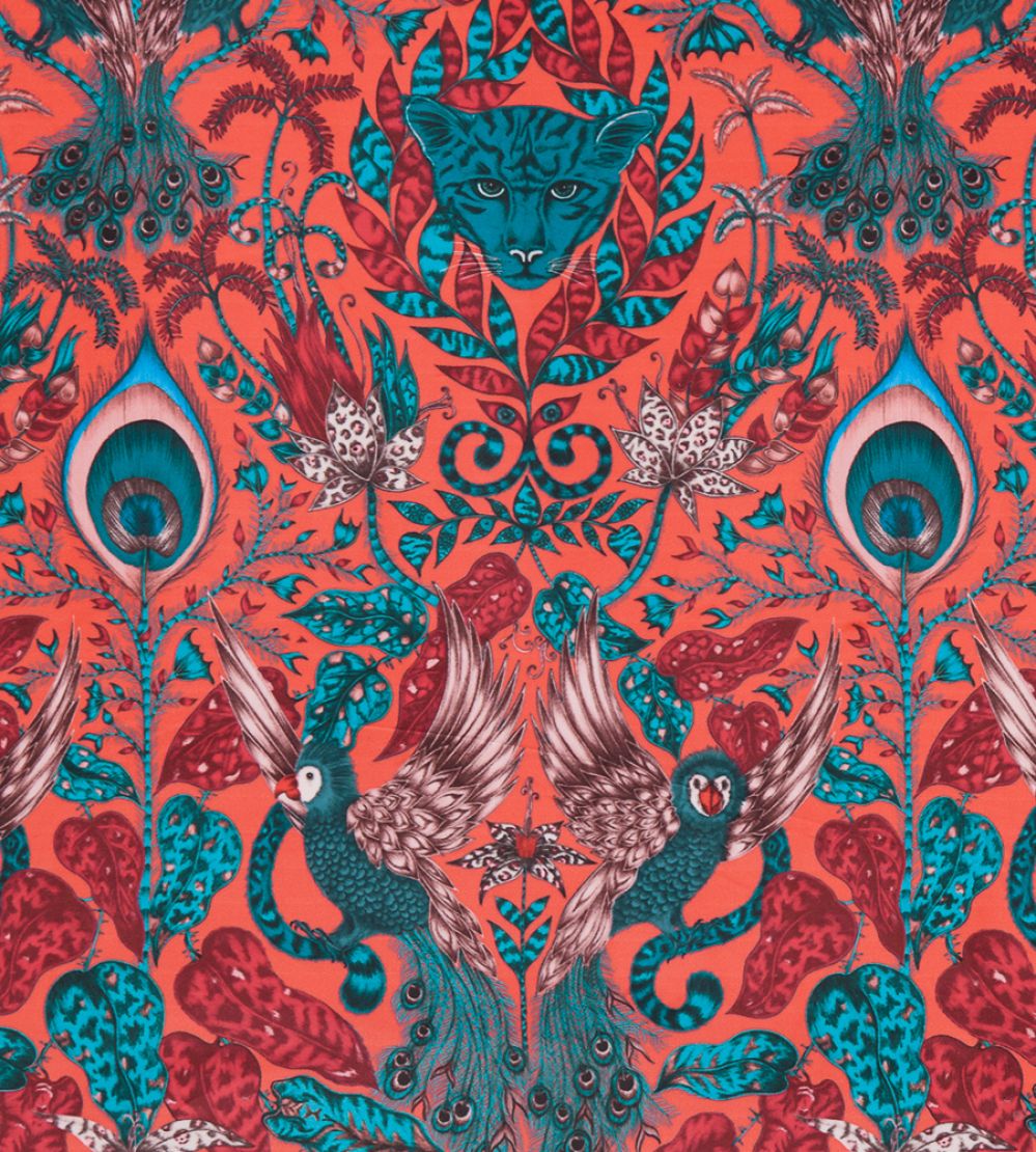 Emma J Shipley Amazon Velvet Fabric by Clarke & Clarke Red