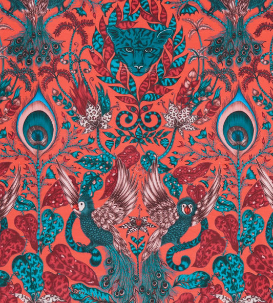 Emma J Shipley Amazon Velvet Fabric by Clarke & Clarke Red