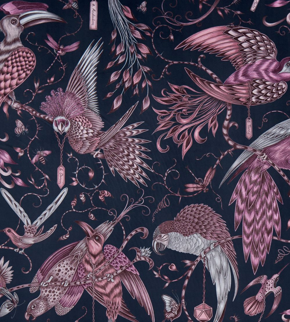 Emma J Shipley Audubon Velvet Fabric by Clarke & Clarke Pink