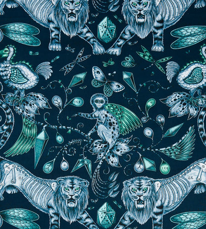 Emma J Shipley Extinct Fabric by Clarke & Clarke Navy