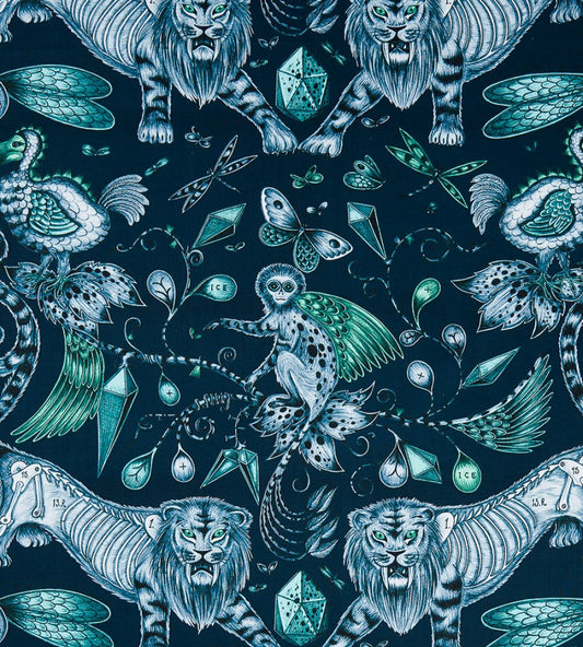 Emma J Shipley Extinct Fabric by Clarke & Clarke Navy