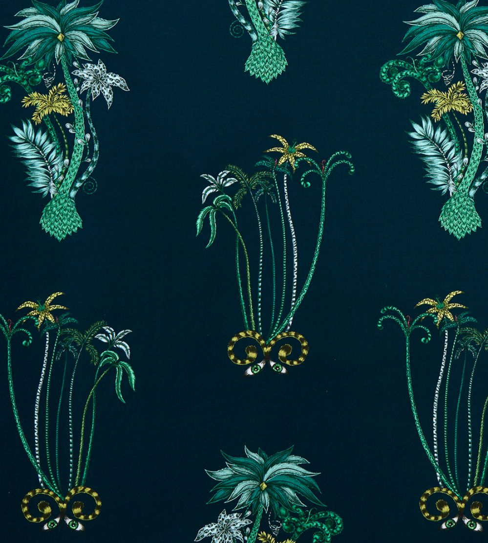 Emma J Shipley Jungle Palms Fabric by Clarke & Clarke Navy