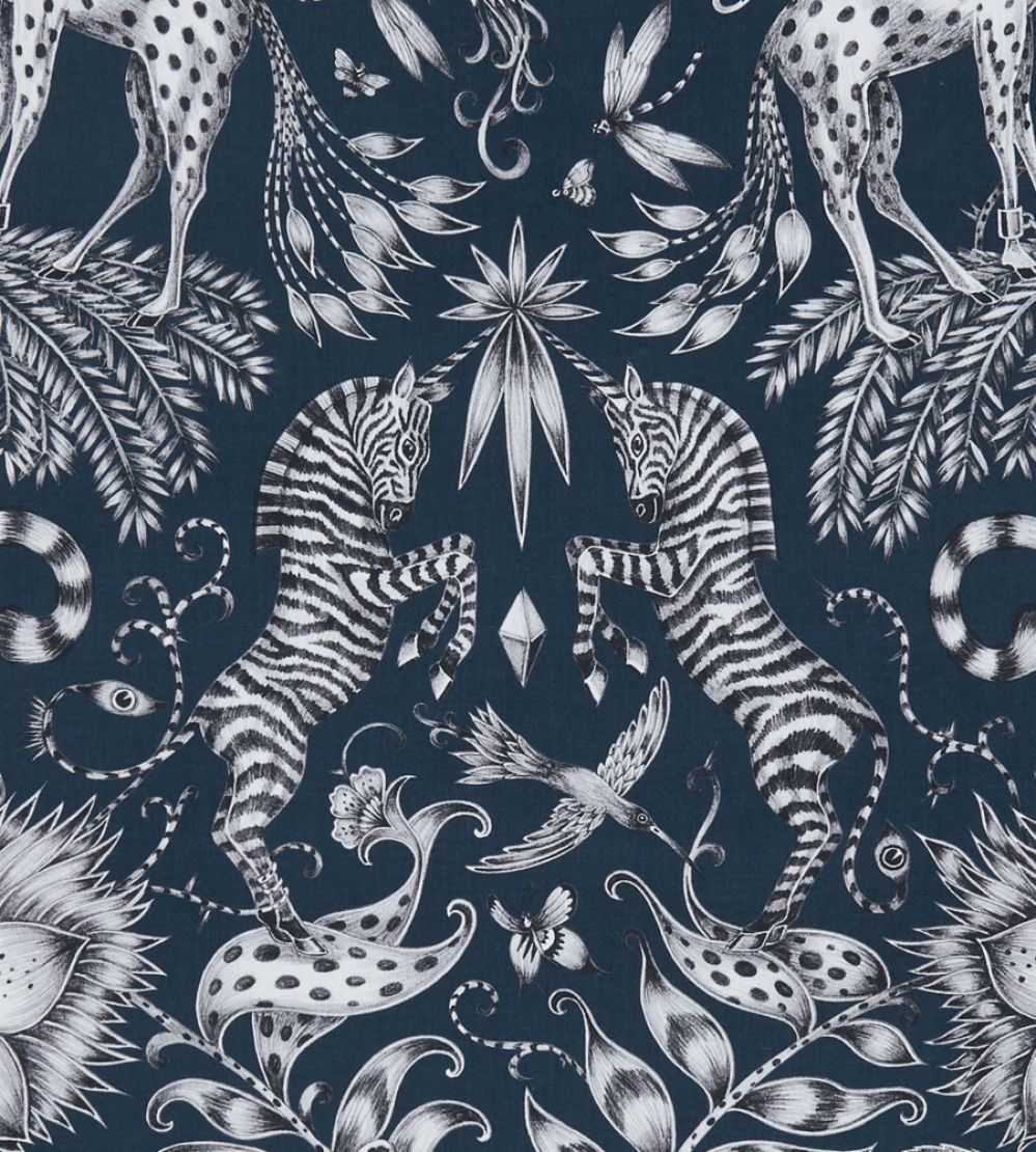 Emma J Shipley Kruger Fabric by Clarke & Clarke Navy