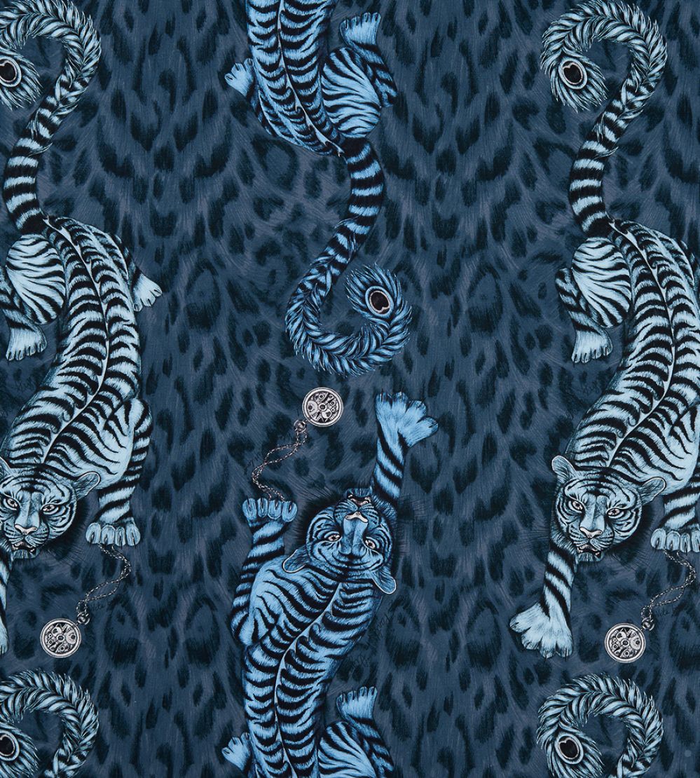 Emma J Shipley Tigris Fabric by Clarke & Clarke Navy