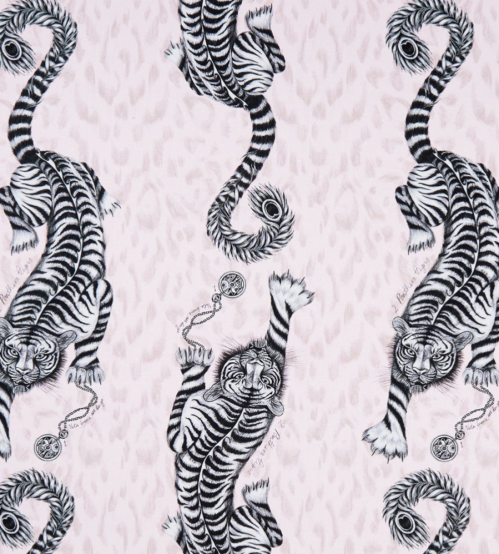 Emma J Shipley Tigris Fabric by Clarke & Clarke Pink