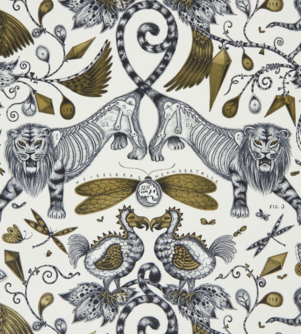 Emma J Shipley Extinct Wallpaper by Clarke & Clarke Gold